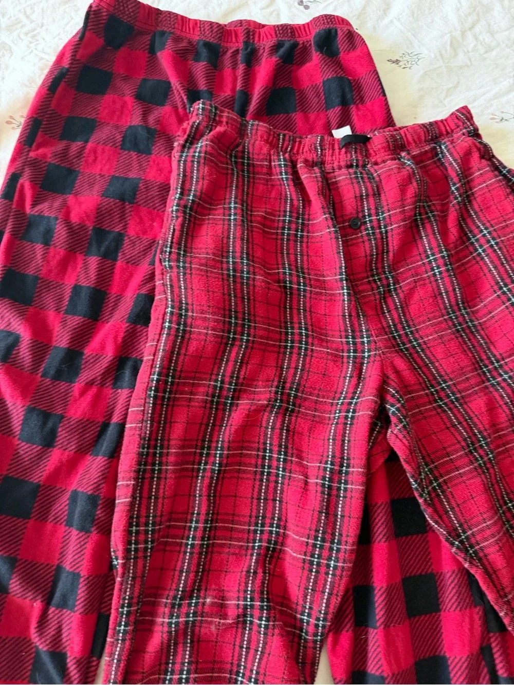 Red Plaid Flannel Pajama Pants - Pair